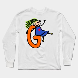 Letter G for girls alphabet Kids Colorful Cartoon Character Long Sleeve T-Shirt